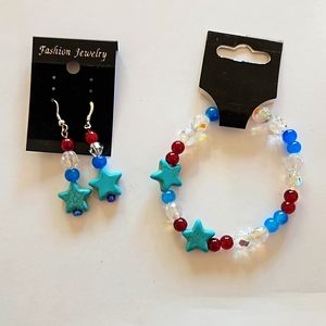 4th of July bracelet and earring set